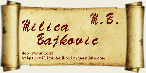 Milica Bajković vizit kartica